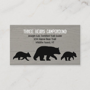 Mama Black Bear with Cubs Silhouettes   Wildlife Business Card