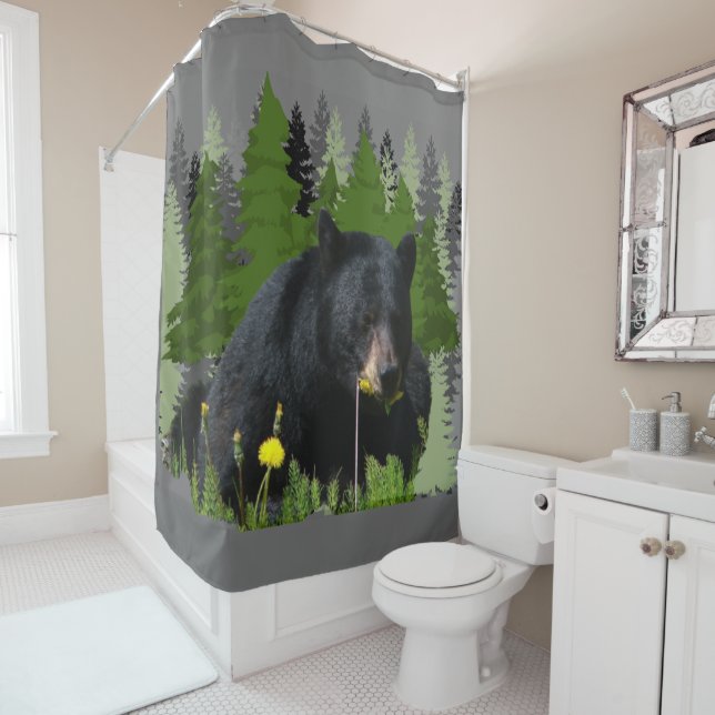 Mama Black Shower Curtain (In Situ)