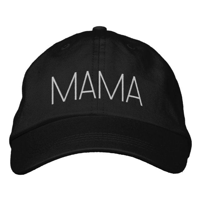 Mama black white personalized custom modern embroidered baseball cap (Front)