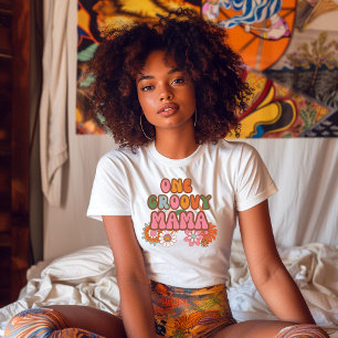 Mama Boho Rainbow Burnt Orange Floral Womens T-Shirt