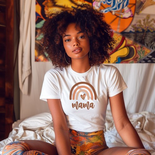 Mama Boho Rainbow Burnt Orange Terracotta Womens T_Shirt