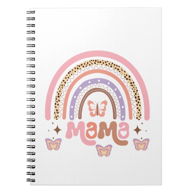 Mama Boho Rainbow with Butterflies Notebook (Front)