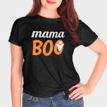 Mama Boo Orange Black Halloween Family Matching T-Shirt<br><div class="desc">Modern family matching Halloween shirt design features "Mama Boo" text in orange and white with a little ghost accent. Personalize one for each member of your crew.</div>