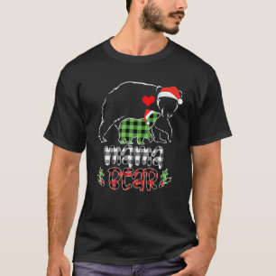Mama Buffalo Bear Plaid Mom Women Team Santa Famil T-Shirt