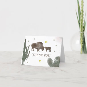 Mama Buffalo Cactus Boy Baby Shower Thank You Card