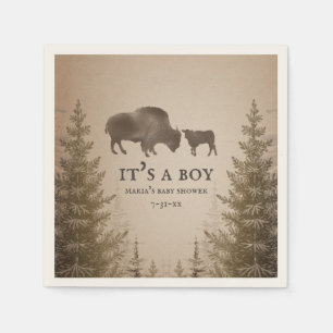 Mama Buffalo Evergreen Boy Baby Shower Napkins