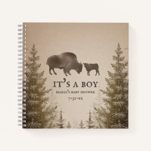 Mama Buffalo Evergreen Boy Baby Shower Notebook
