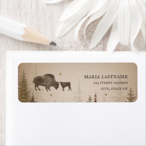 Mama Buffalo Trees Rustic Baby Shower Label