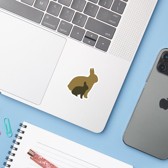 Mama bunny and Little Bunny vector graphic Sticker (Laptop w/ iPhone)