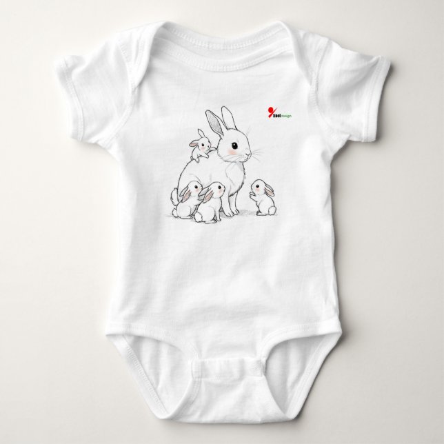 Mama Bunny & Babies Baby Bodysuit (Front)