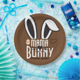 mama bunny easter elegant simple cute family paper plates