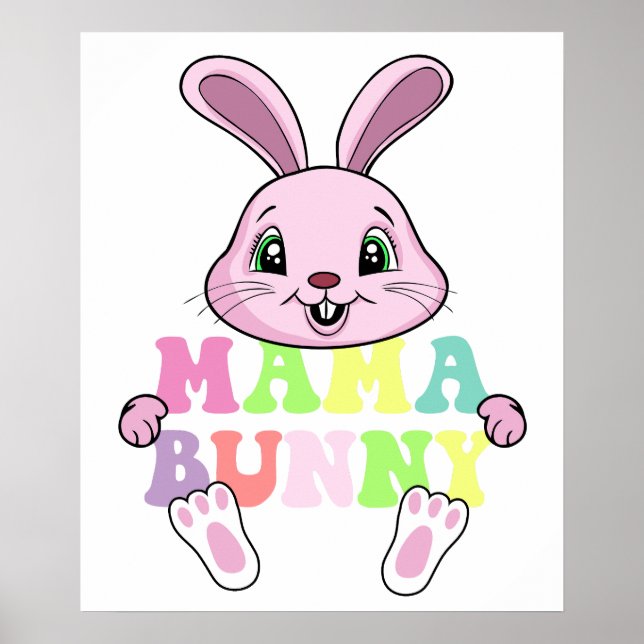 mama bunny, retro, vintage poster (Front)