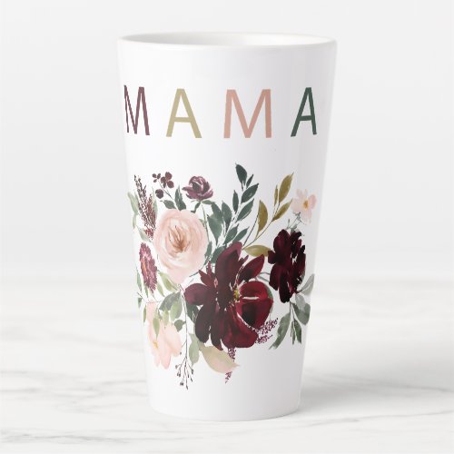 Mama Burgundy Floral Watercolor 2 Latte Mug