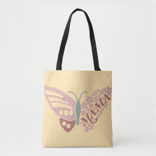 Mama Butterfly Floral Typography Design Tote Bag
