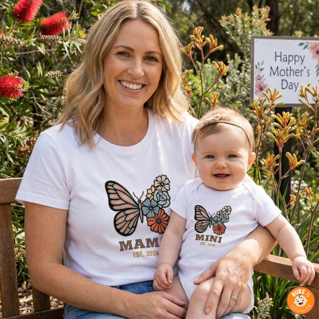 Mama Butterfly Year-Established New Mom Gift Women T-Shirt (Creator Uploaded)