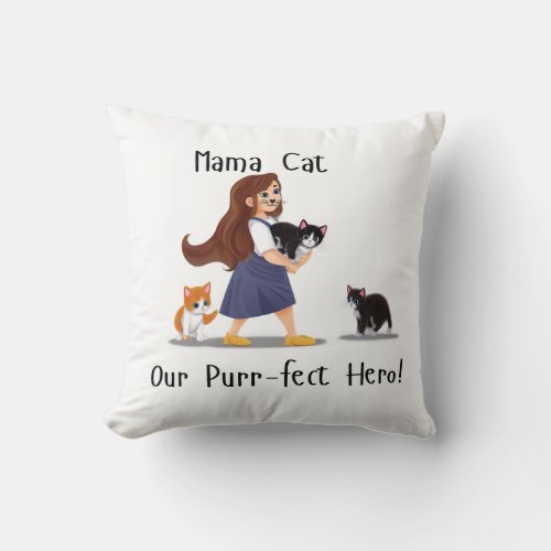 Mama Cat Throw Pillow Mothers Day Gift Cat Mom Throw Pillow