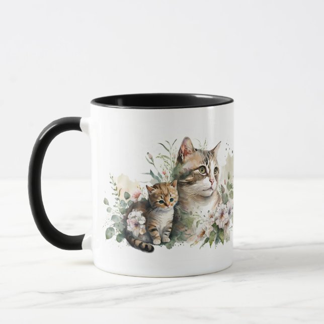 Mama Cat with Kitten Mug (Left)