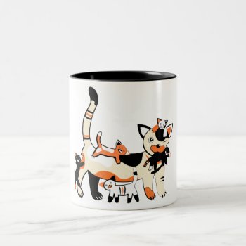 Mama Cat With Kittens Funny Picture. Two-tone Coffee Mug by Taniastore at Zazzle