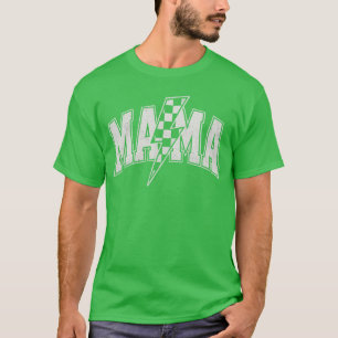Mama Checkered Lightning Bolt Varsity Mom Women Mo T-Shirt