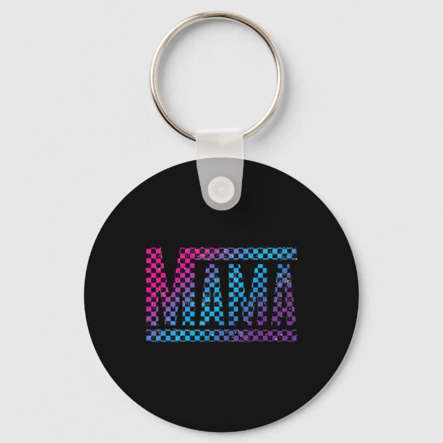 Mama Checkered Mommy New Mom Happy Mothers Day Mom Keychain (Front)