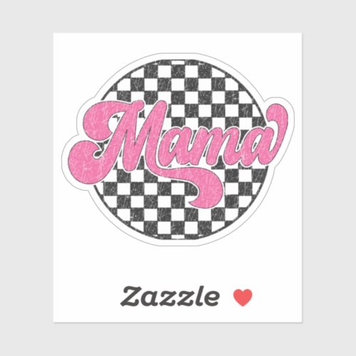 Mama Checkered Vans Retro Vintage Sticker Pink