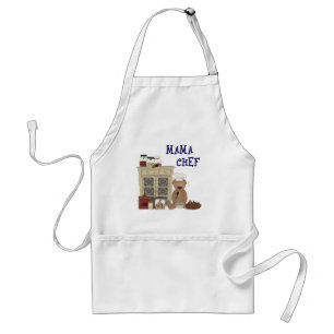 Mama Chef Teddy Bear in Country Kitchen Adult Apron