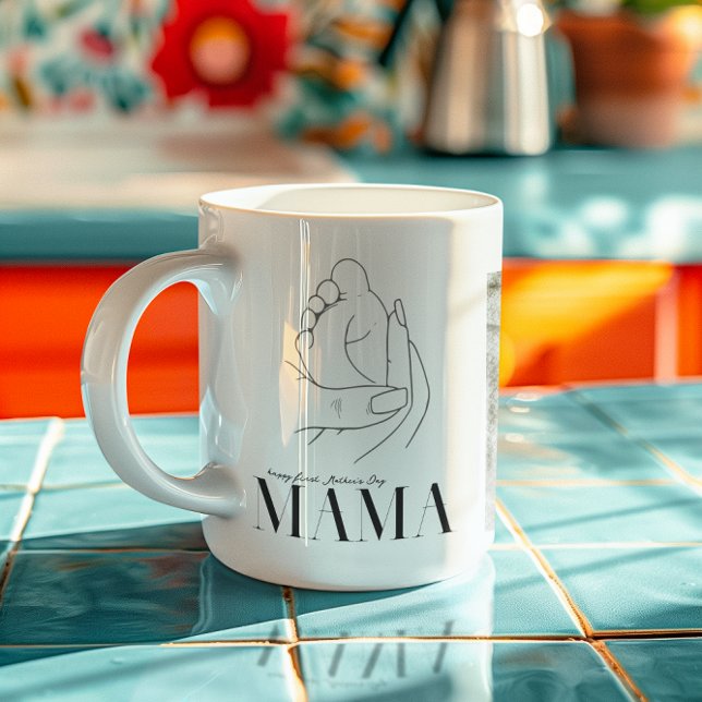 Mama | Chic Boho Lettering 3 Photo Coffee Mug (Creator Uploaded)