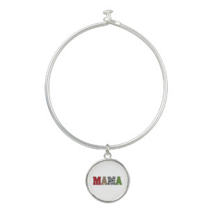 Mama Christmas Plaid Pattern Design Bangle Bracelet