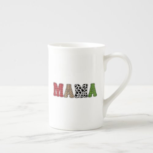 Mama Christmas Plaid Pattern Design Bone China Mug