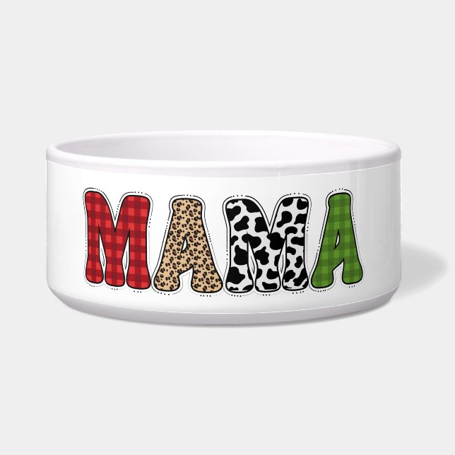 Mama Christmas Plaid Pattern Design Bowl (Front)