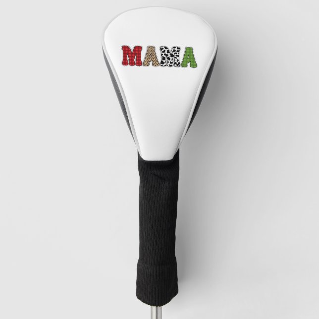Mama Christmas Plaid Pattern Design Golf Head Cover (Front)
