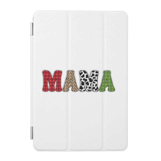 Mama Christmas Plaid Pattern Design iPad Mini Cover (Front)