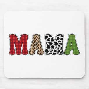 Mama Christmas Plaid Pattern Design Mouse Pad