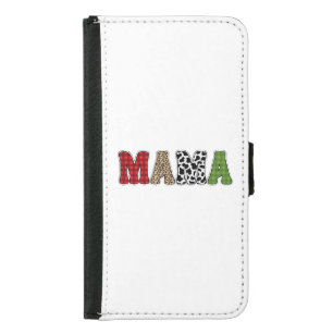 Mama Christmas Plaid Pattern Design Samsung Galaxy S5 Wallet Case