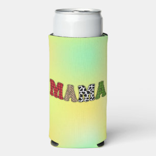Mama Christmas Plaid Pattern Design Seltzer Can Cooler