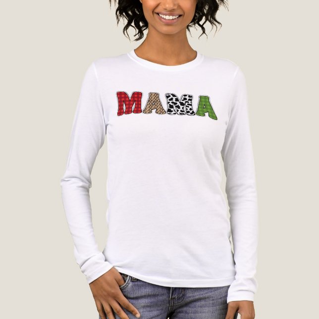 Mama Christmas Plaid Pattern Design Tri-Blend Shirt (Front)