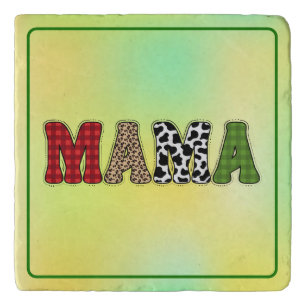 Mama Christmas Plaid Pattern Design Trivet