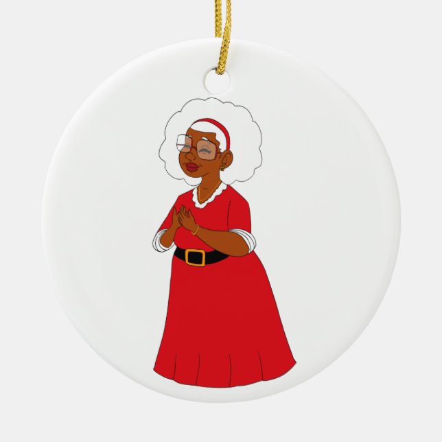 Mama Claus Almondy Ceramic Ornament (Front)