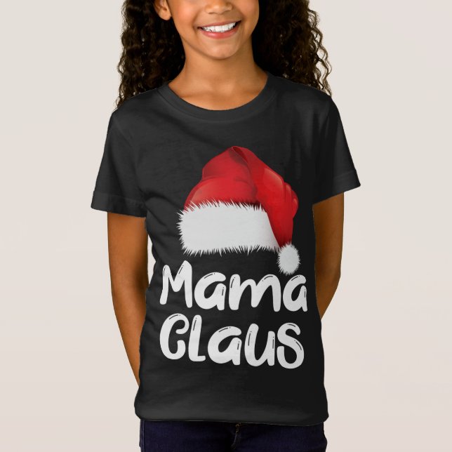 Mama Claus Christmas Family Matching Santa Hat Paj T-Shirt (Front)