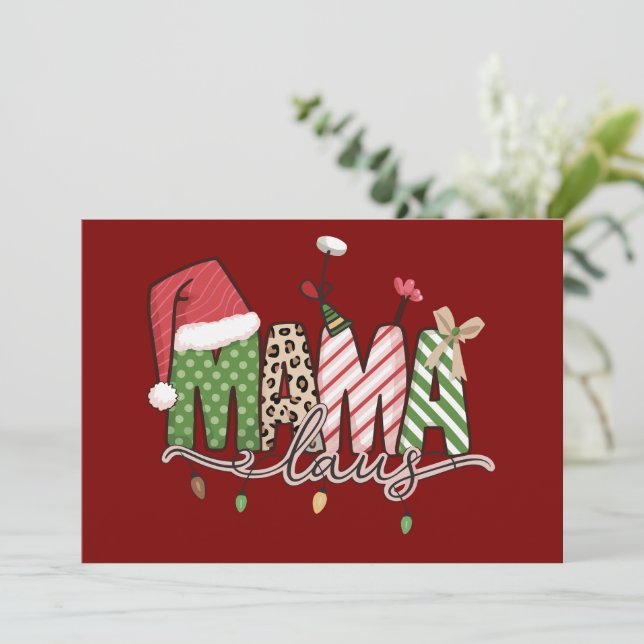  Mama Claus Christmas Funny Xmas Mommy Holiday Card (Standing Front)