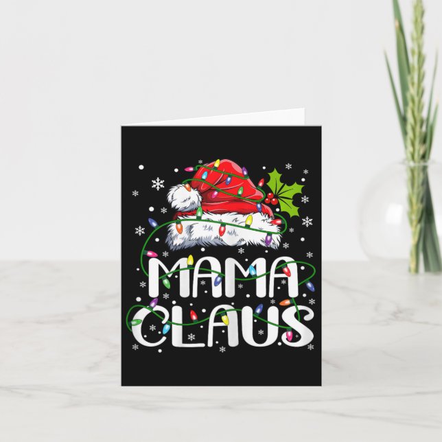Mama Claus Christmas Lights Pajama Family Matching Card (Front)