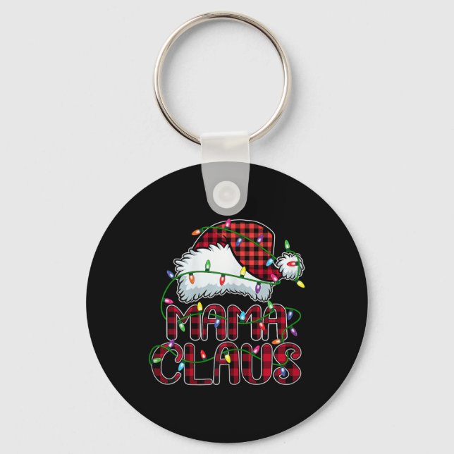 Mama Claus Christmas Lights Pajama Family Matching Keychain (Front)