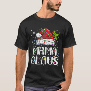 Mama Claus Christmas Lights Pajama Family Matching T-Shirt