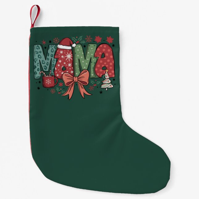 Mama Claus Merry Christmas Gift For Mama Small Christmas Stocking (Front)