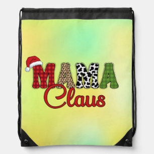 Mama Claus Plaid Design Drawstring Bag
