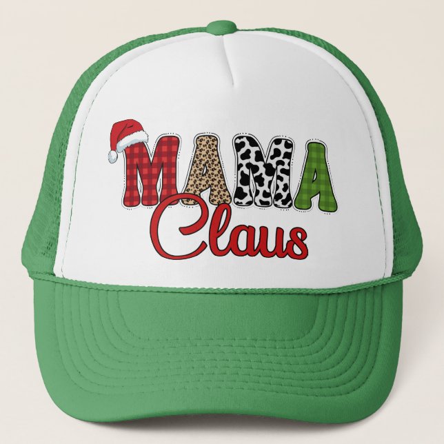 Mama Claus Plaid Design Trucker Hat (Front)