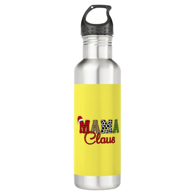 Mama Claus Plaid Pattern-60096 Stainless Steel Water Bottle (Front)