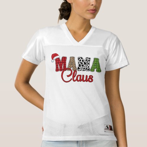Mama Claus Plaid Pattern _ Christmas Designs Womens Football Jersey