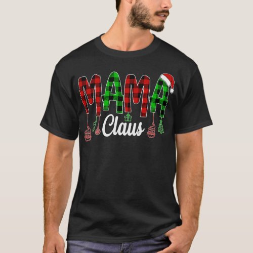 Mama Claus Red Green Plaid Design T_Shirt
