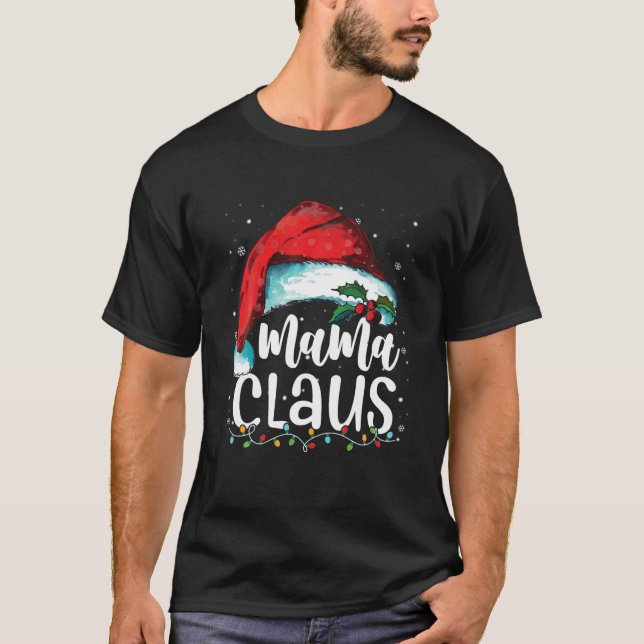 Mama Claus Santa Family Matching Christmas Pajamas T-Shirt (Front)